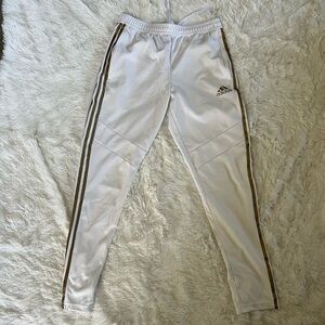 Men’s Adidas Tiro 19 White and Gold Slim Fit Training Pants Size Medium